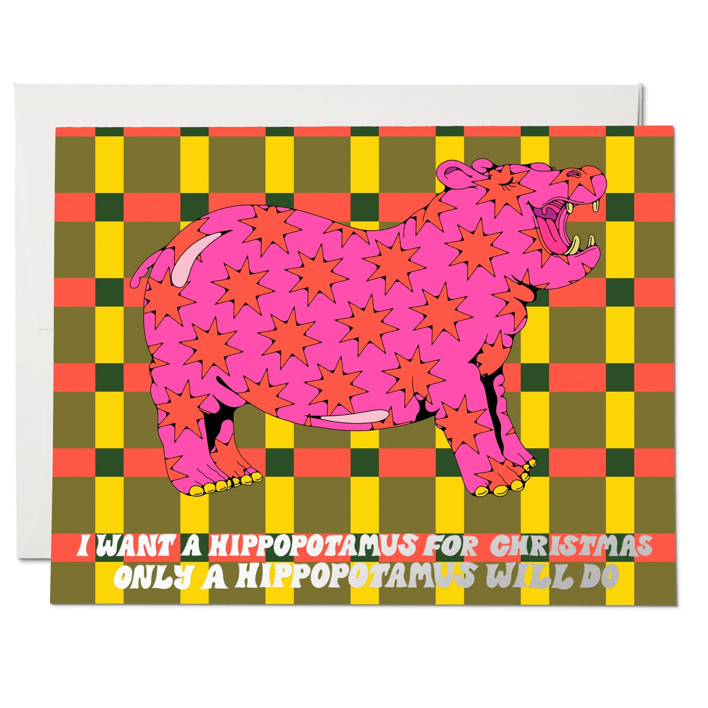 Christmas Hippo holiday greeting card