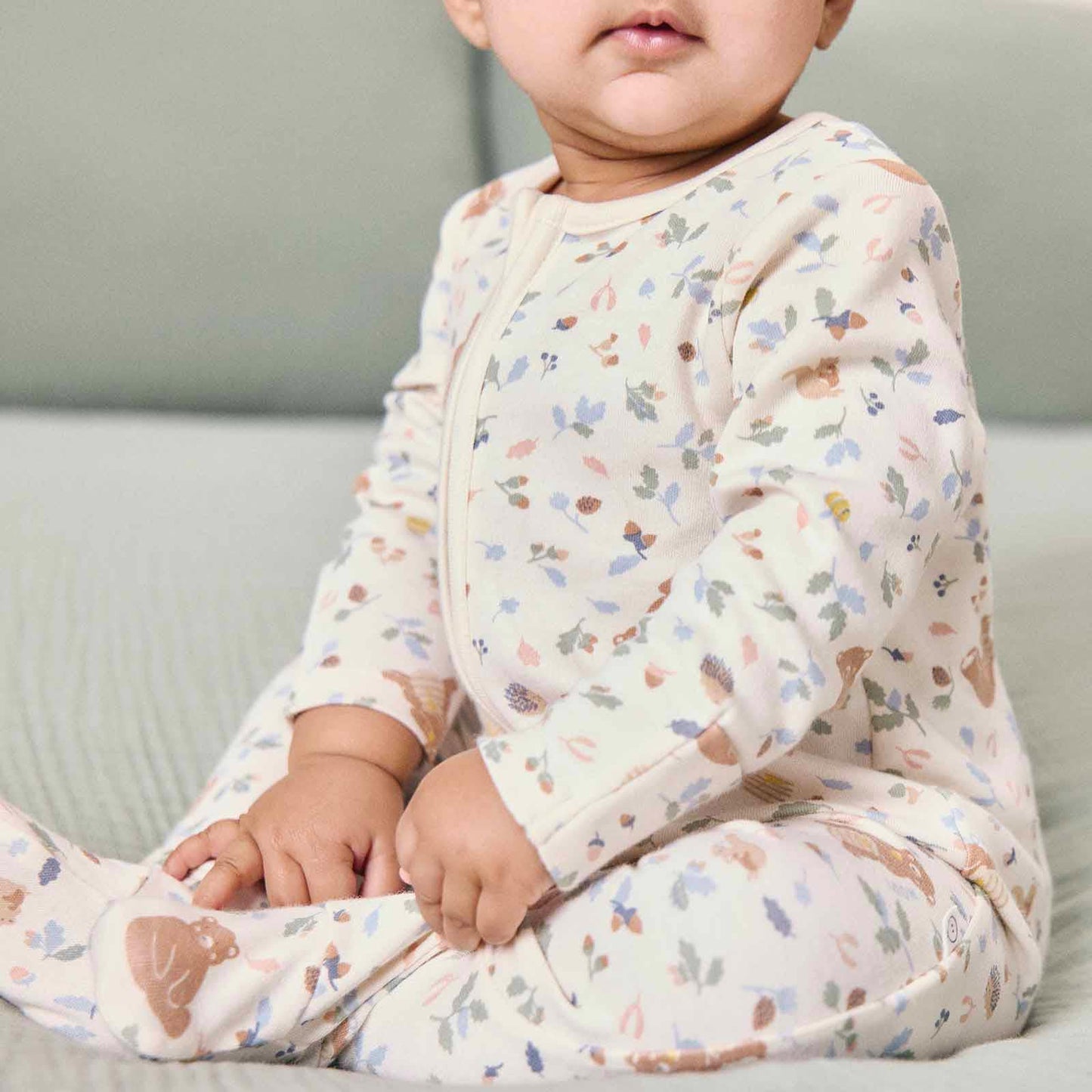Bear Print Clever Zip Sleepsuit & Hat Set