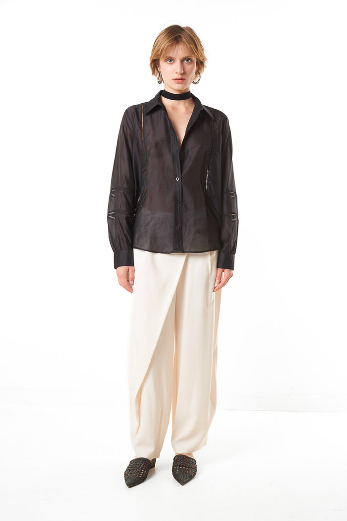 Asymmetric wrap waist trousers wholesale