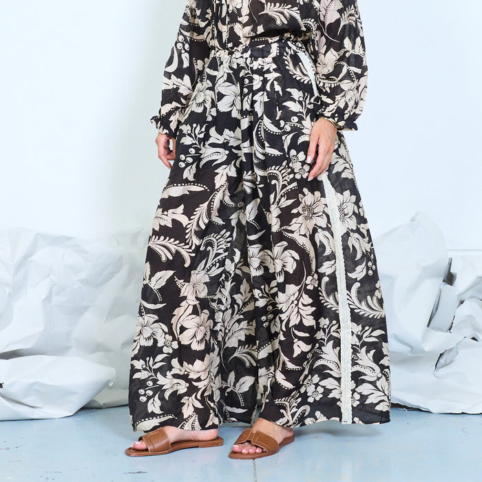 Botanical print wide leg trousers wholesale