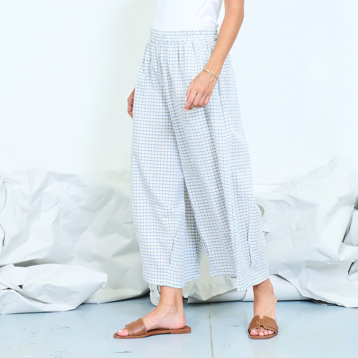 Checked wide-leg trousers with elasticated waist wholesale
