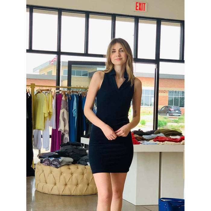 Stateside Towel Terry Tennis Dress in Navy