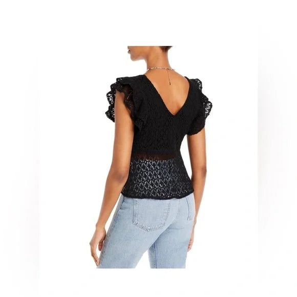 BB Dakota by Steve Madden Crochet Key Hole Sleeveless Top