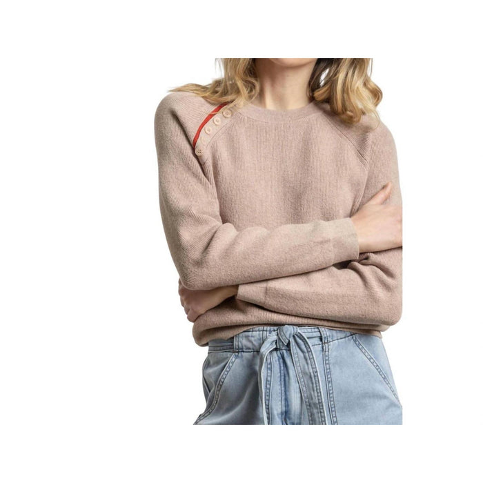 Lilla P Button Raglan Crewneck Sweater in Twig