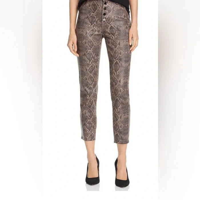 J Brand Lillie High Rise Crop Skinny Jeans in Coated Boa Snakeskin