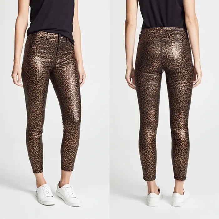 L'agence Margot High Rise Foil Cheetah Print Skinny Jeans