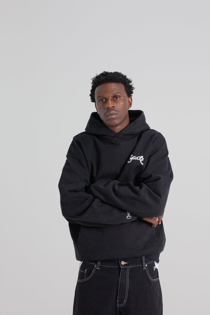 CRATE SCRIPTED BOX FIT HOODIE BLACK