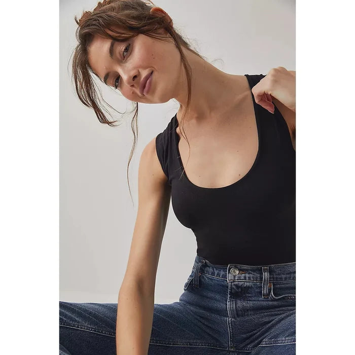 Free People Clean Lines Muscle Cami in Black