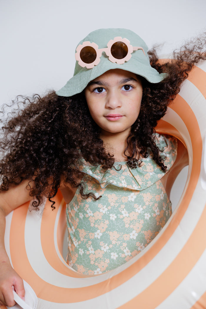 Girls Swimsuit - UPF 50+ Ruffle One-Piece - Evangelina Sage