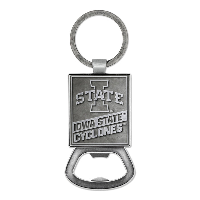 Iowa State Bottle Opener Keychain Pewter