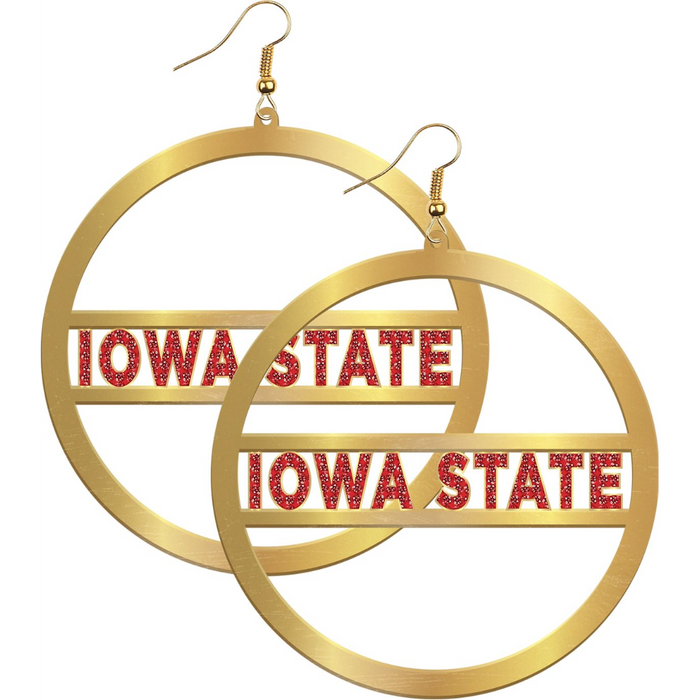 Iowa State Cyclones Gold/Red Hoop Earrings