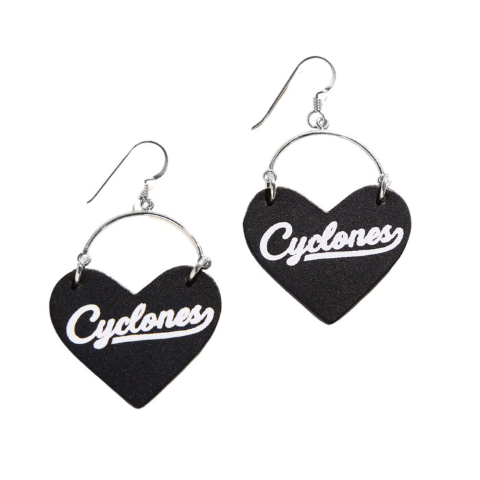 Iowa State Cyclones Heart Earrings Nickel & Suede