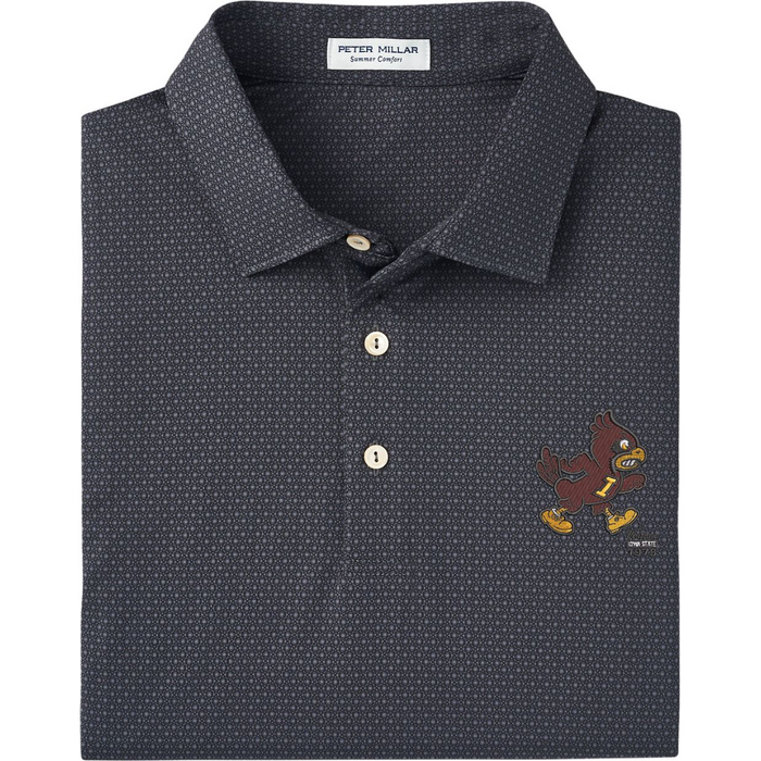 Iowa State Vintage Cyclones Men's Grey Patterned Peter Millar Polo