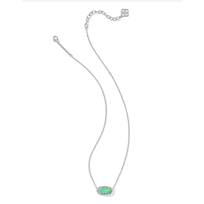 Kendra Scott Elisa Pendant Necklace in Silver Mint Iridescent Abalone