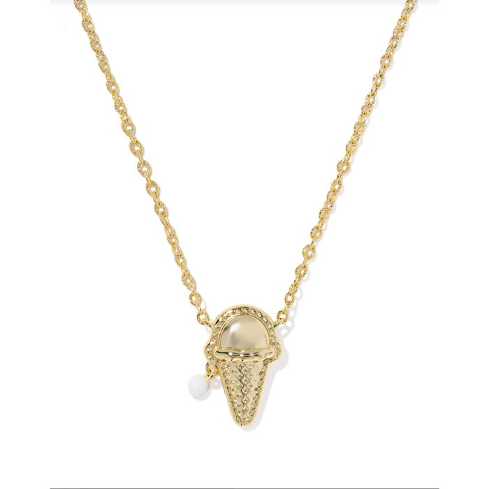 Kendra Scott Ice Cream Pendant Necklace in Gold Ivory Mother of Pearl