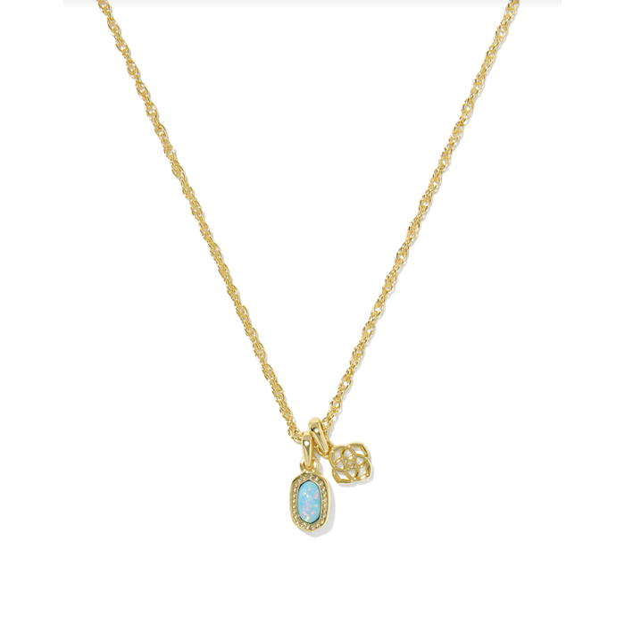 Kendra Scott Mini Elisa Dira Necklace in Gold Blue Opal