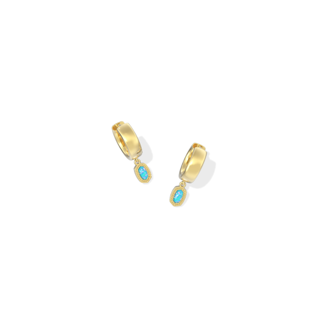 Kendra Scott Mini Ellie Wide Huggie Earrings in Gold Blue Opal