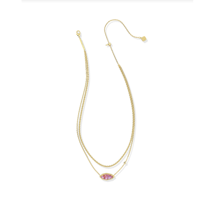 Kendra Scott Ophelia Multi Strand Necklace in Gold Light Mauve Illusion