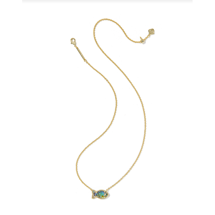 Kendra Scott Parker Fish Pendant Necklace in Gold Abalone Shell