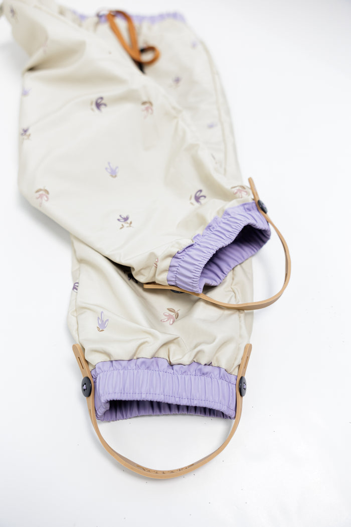 Kids Rain Pants - TOFINO Waterproof Breathable Technical - Lilac / Floral