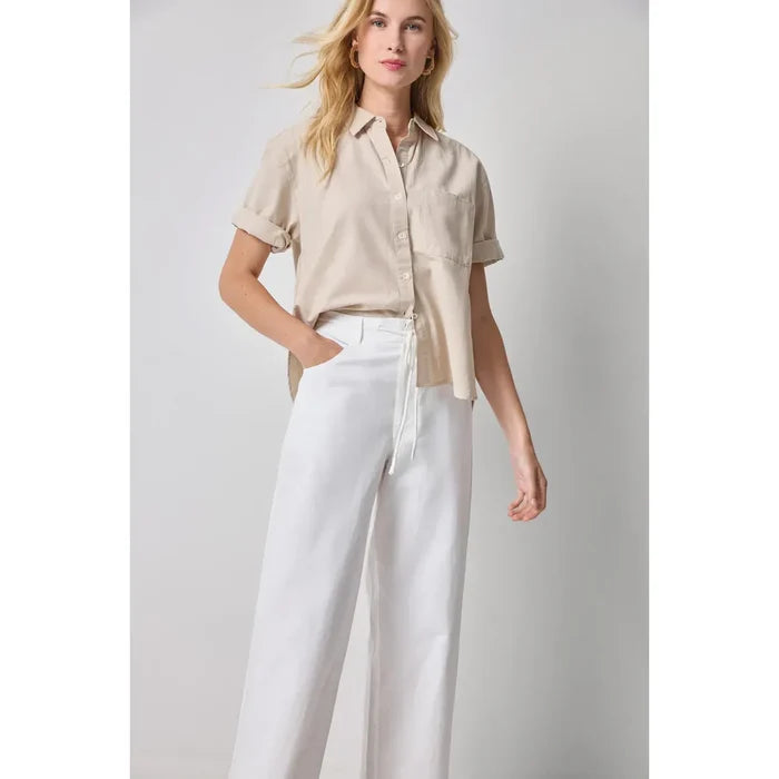 Lilla P Linen Blend Boyfriend Button Down in Bamboo