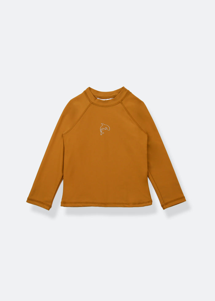 Girls long sleeve rashguard ginger – front view