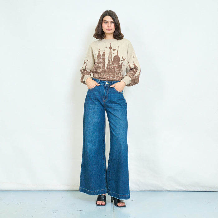 Raw hem wide leg jeans wholesale