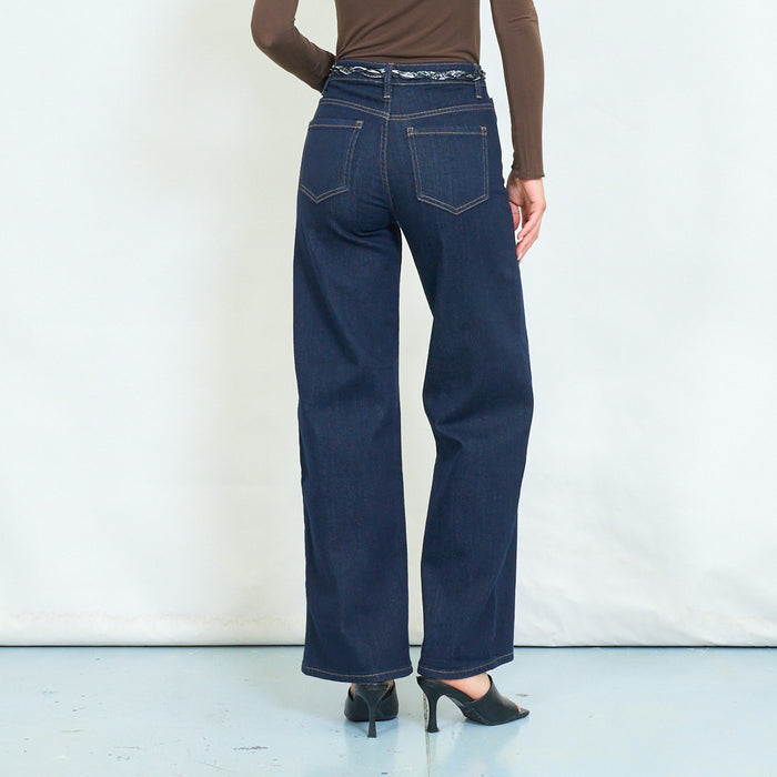 Scarf belt straight leg jeans wholesale