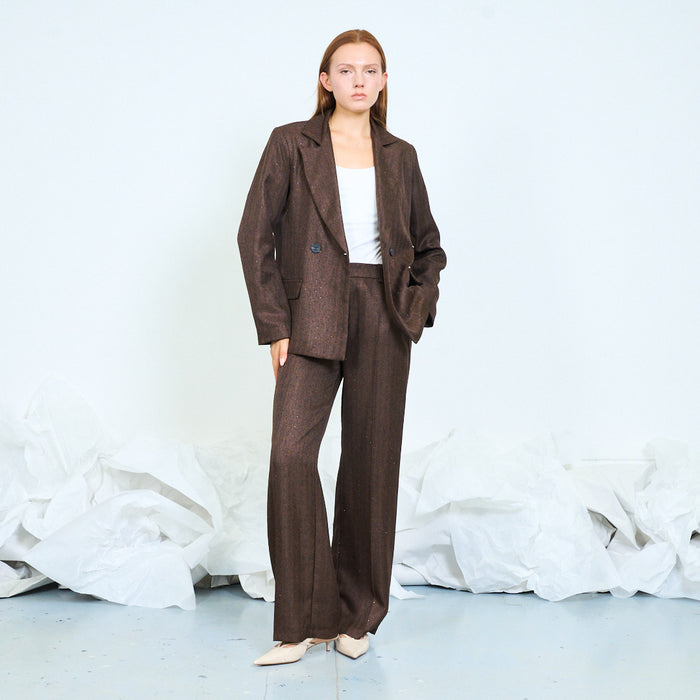 Textured wide-leg tailored trousers with elasticated waistband wholesale