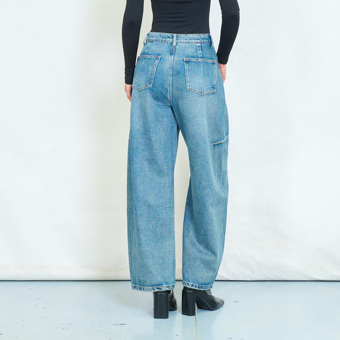 Utility seam barrel leg jeans wholesale