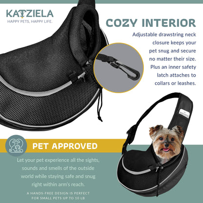 Pet Expandable Sling - Black: Green