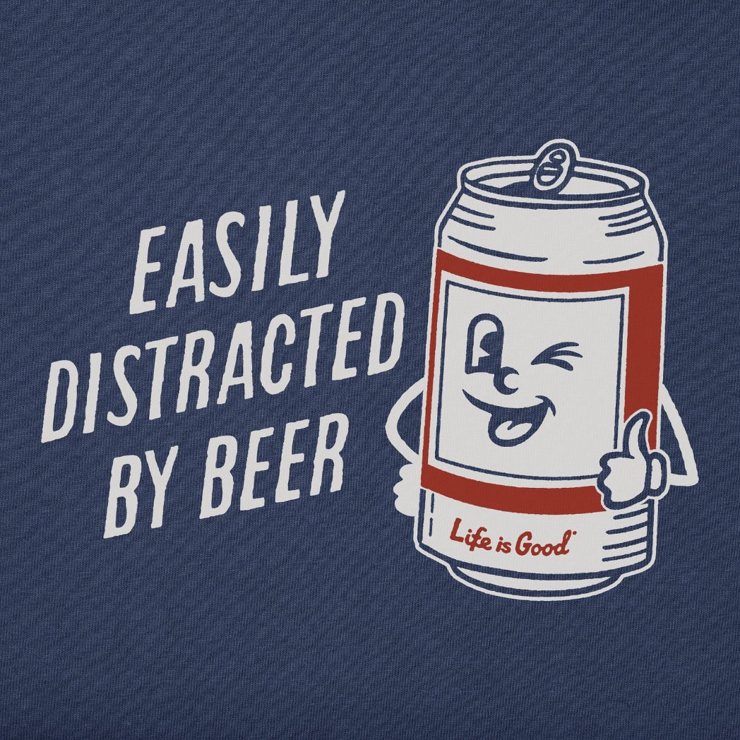 LIFE IS GOOD - MENS CRUSHER LITE TEE | Easily Distracted By Beer Darkest Blue