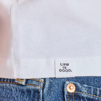 LIFE IS GOOD - WOMENS COLOURBLOCK CRUSHER LITE TEE | Here for the Hot Dogs Cloud White