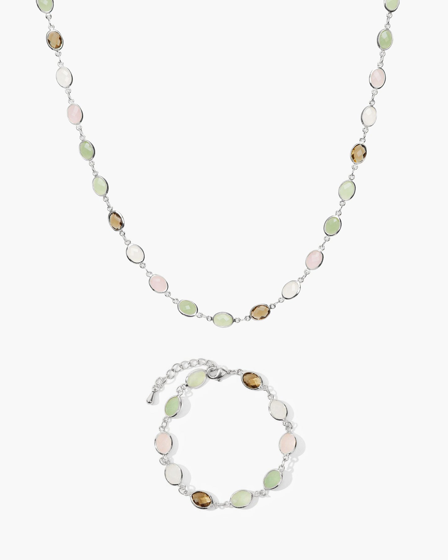Whimsical Romance Stone Necklace in Silver