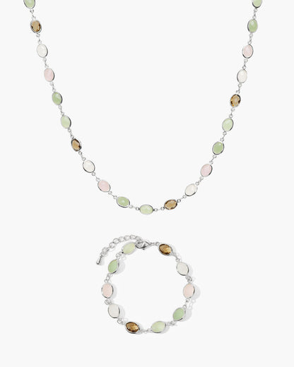 Whimsical Romance Stone Necklace in Silver