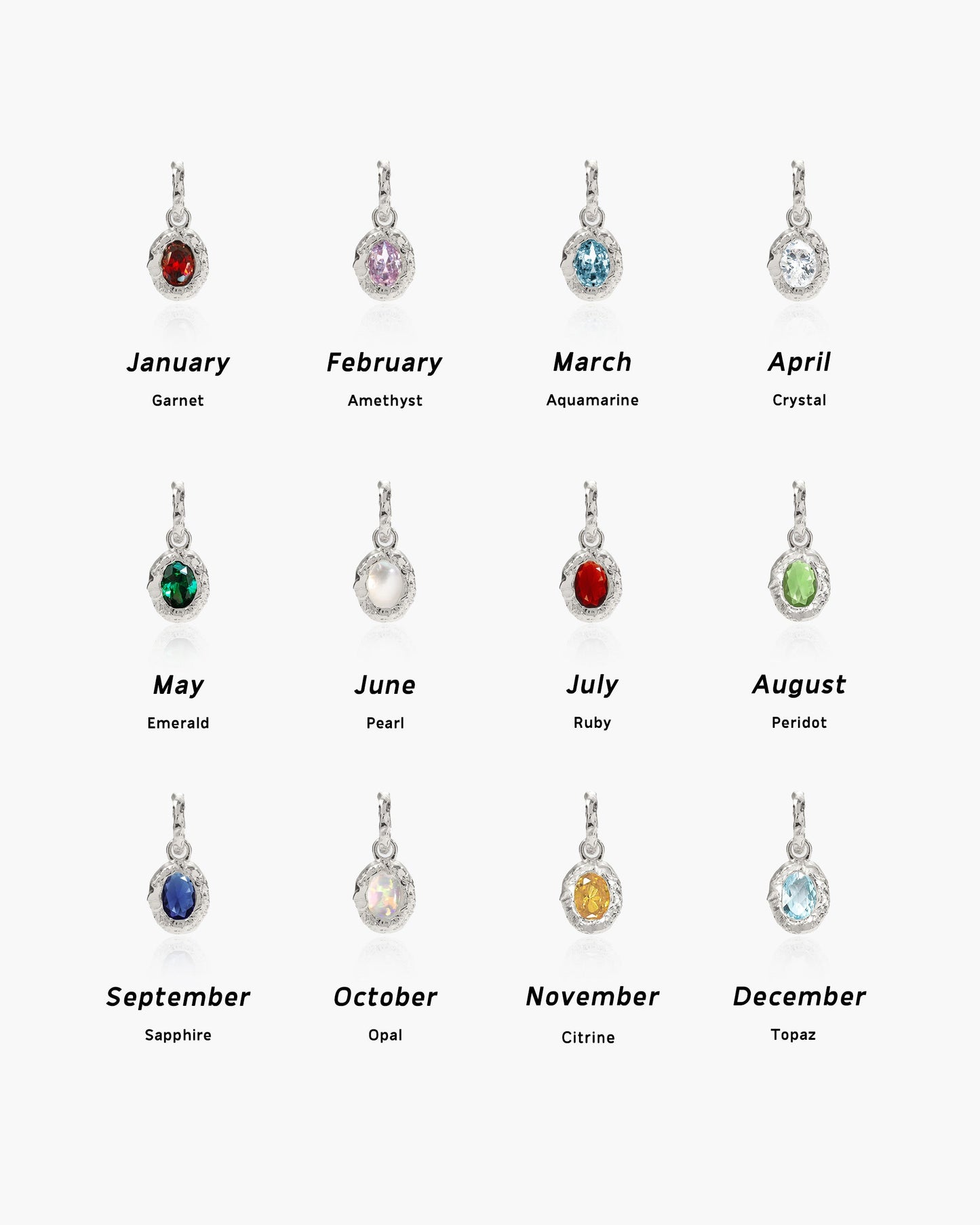 Birthstone Earrings in Silver