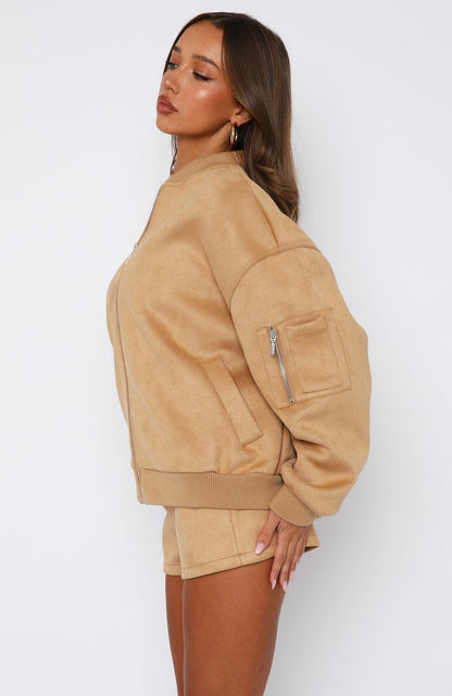 Between Us Faux Suede Shorts Honey