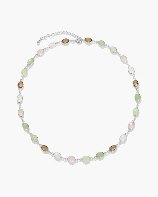 Whimsical Romance Stone Necklace in Silver