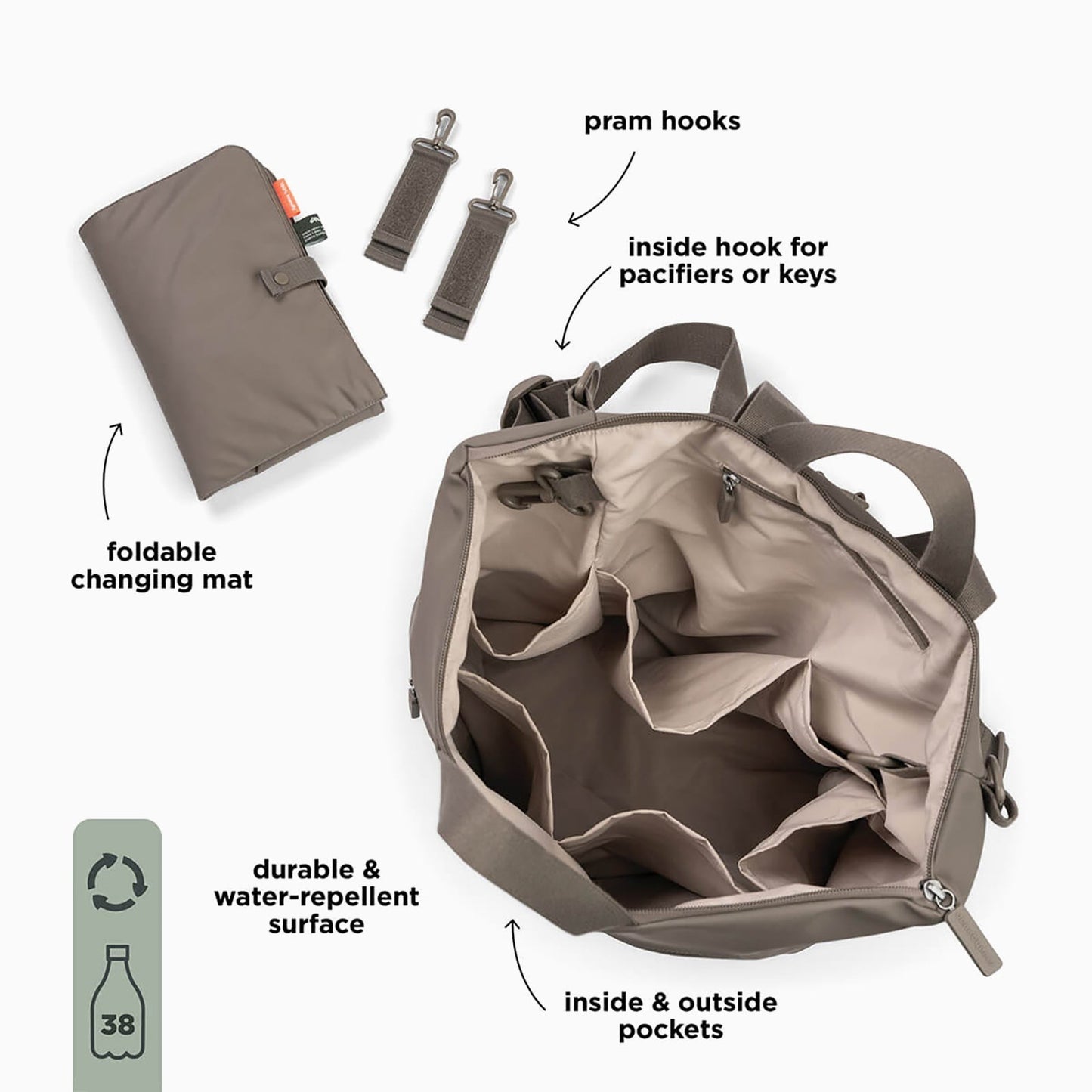 Done By Deer Changing Backpack - Taupe