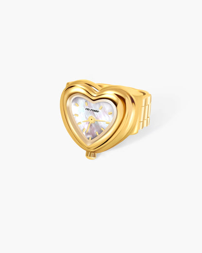 City Heart Watch Ring in Silver