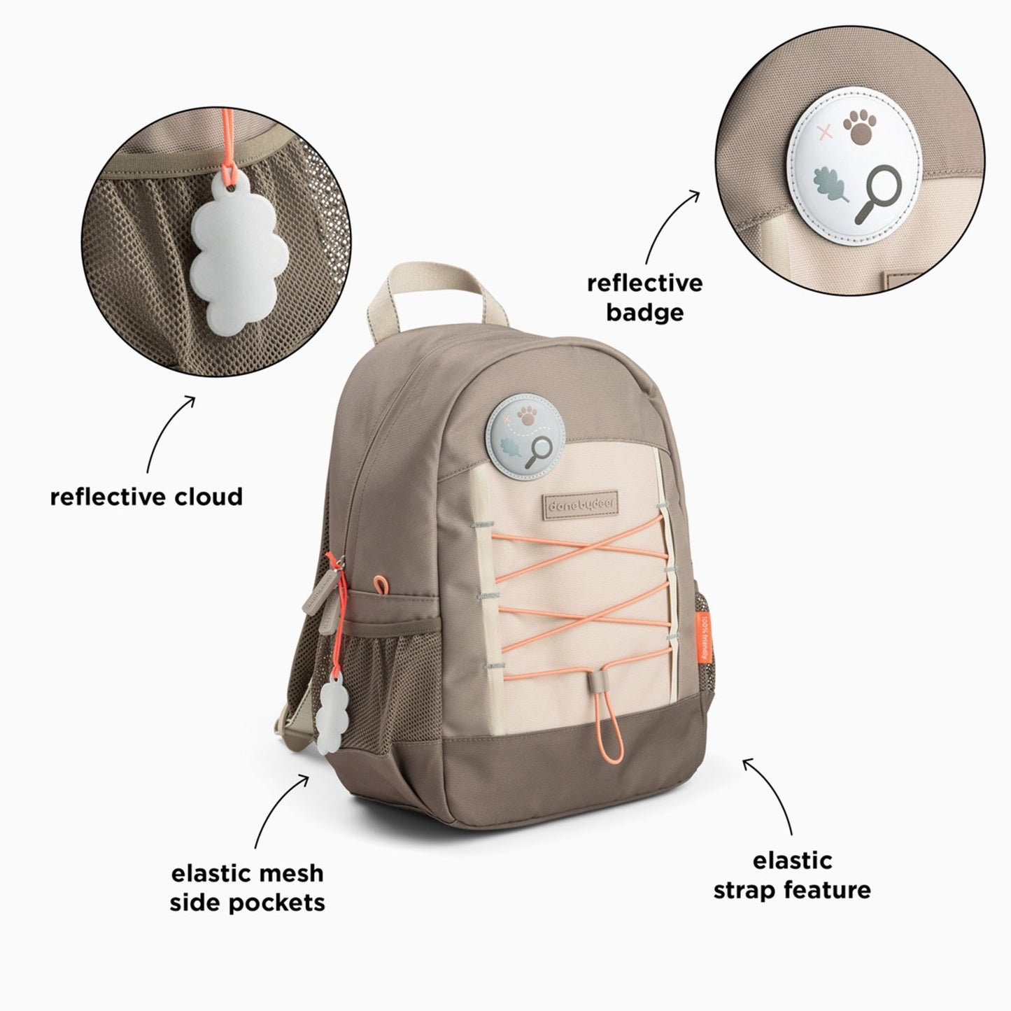 Done by Deer Junior backpack - Tiny Trails Sand 13l
