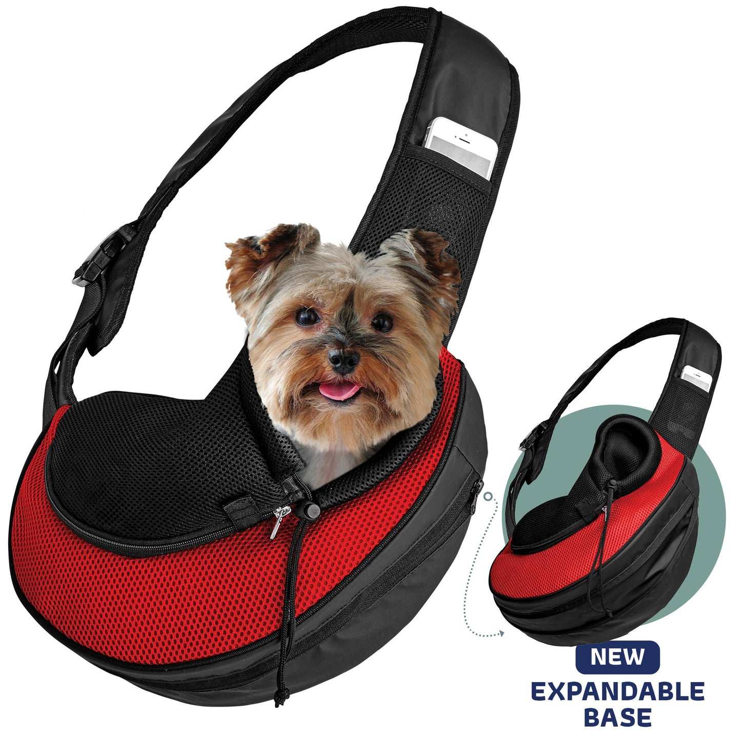 Pet Expandable Sling - Black: Green