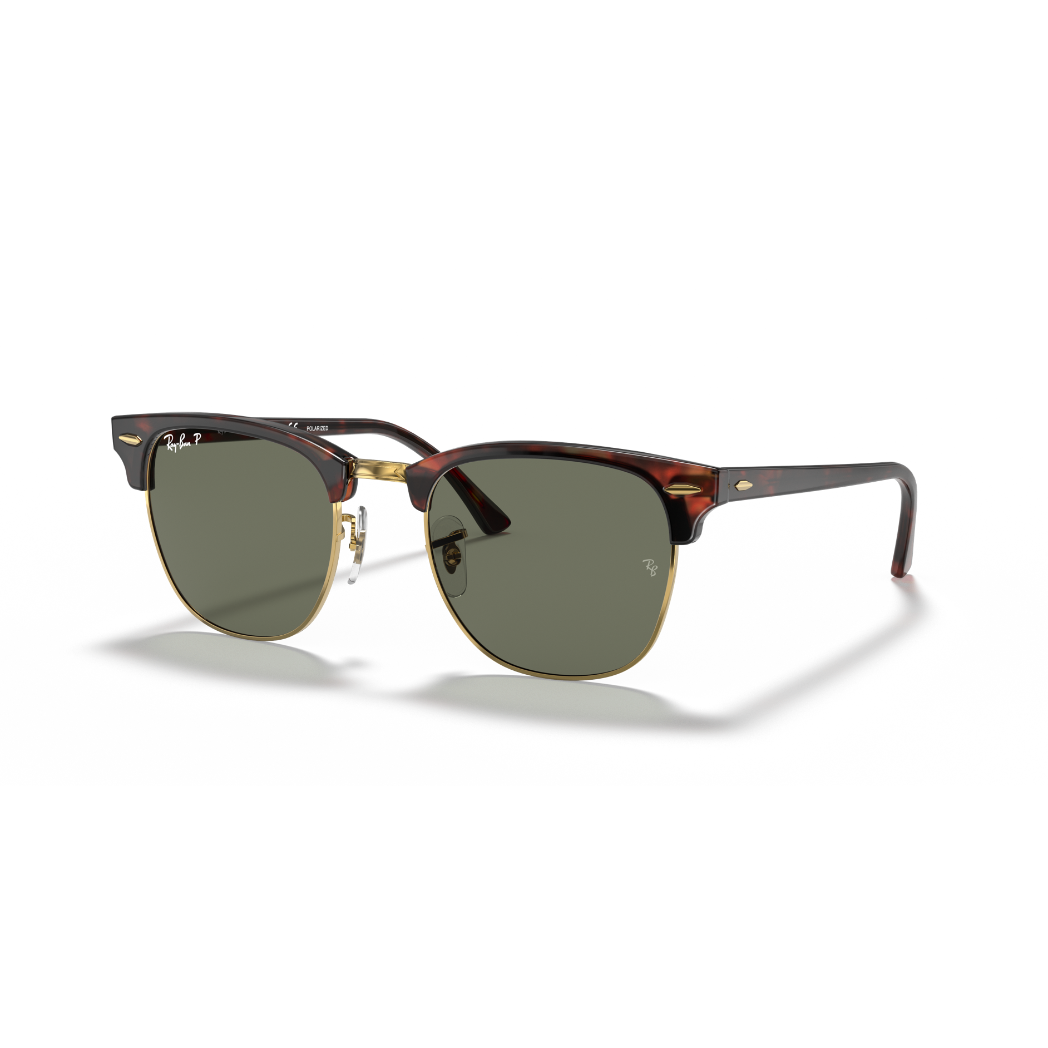 RAYBAN - CLUBMASTER | Red Havana w/ Green Polarized