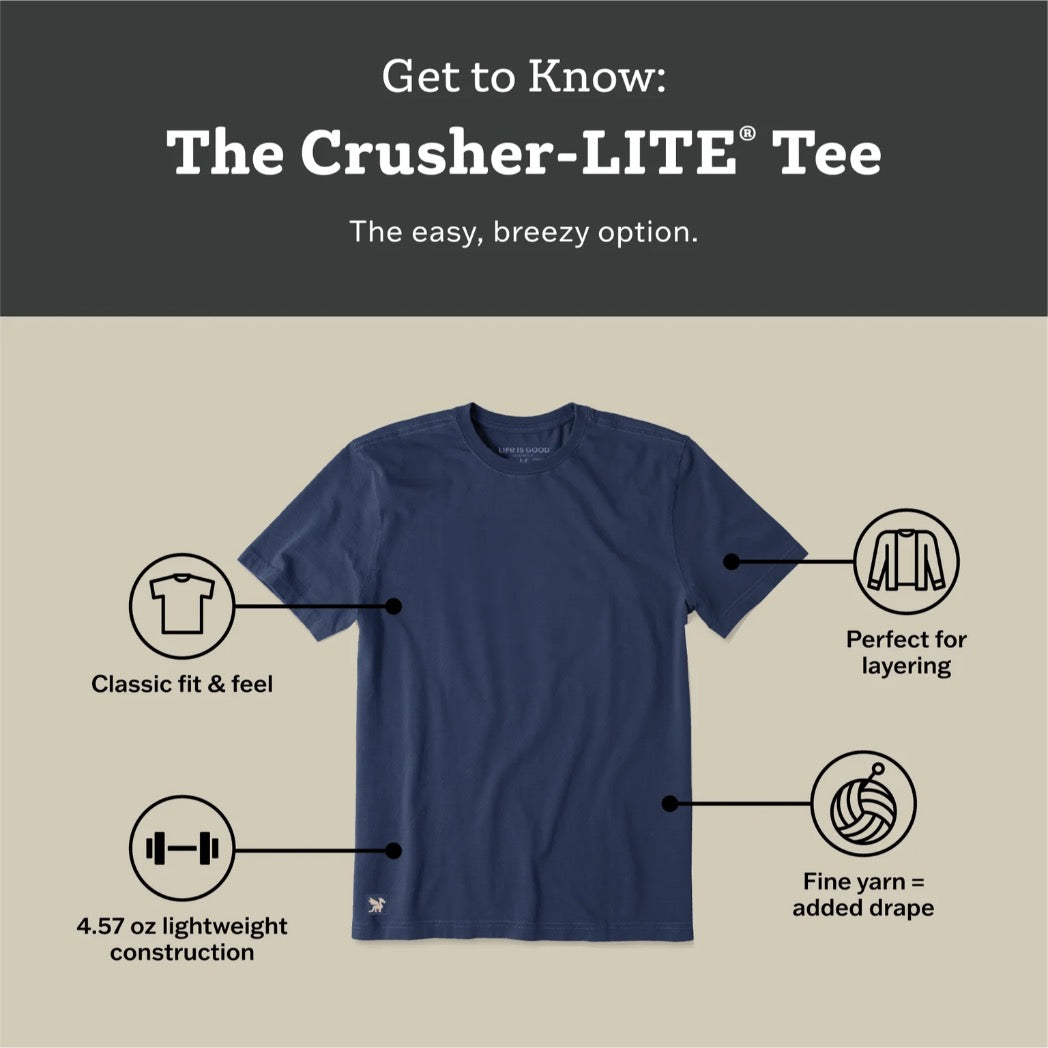 LIFE IS GOOD - WOMENS CRUSHER LITE TEE | Happy Camper Granite Green