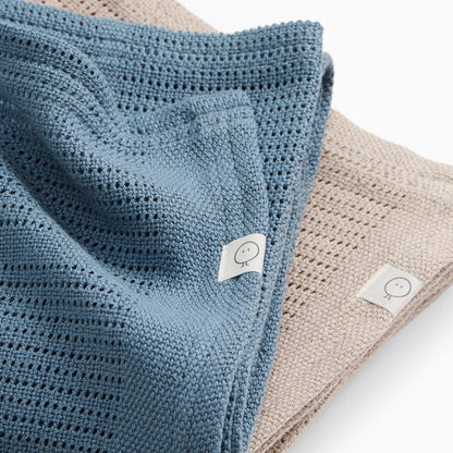 Cellular Blanket 2 Pack - Taupe & Dark Blue