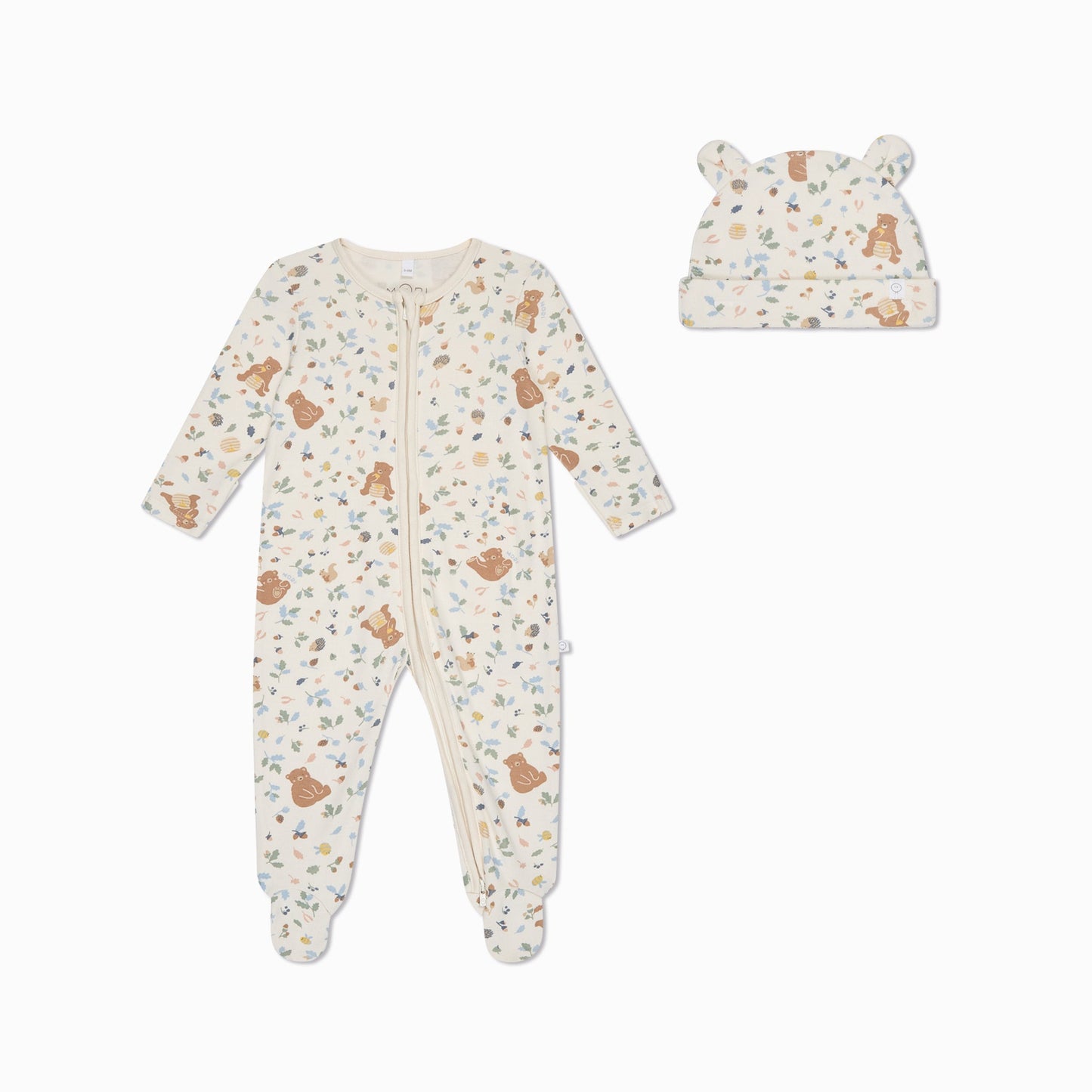 Bear Print Clever Zip Sleepsuit & Hat Set
