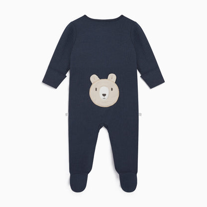 Bear Ribbed Clever Zip Sleepsuit