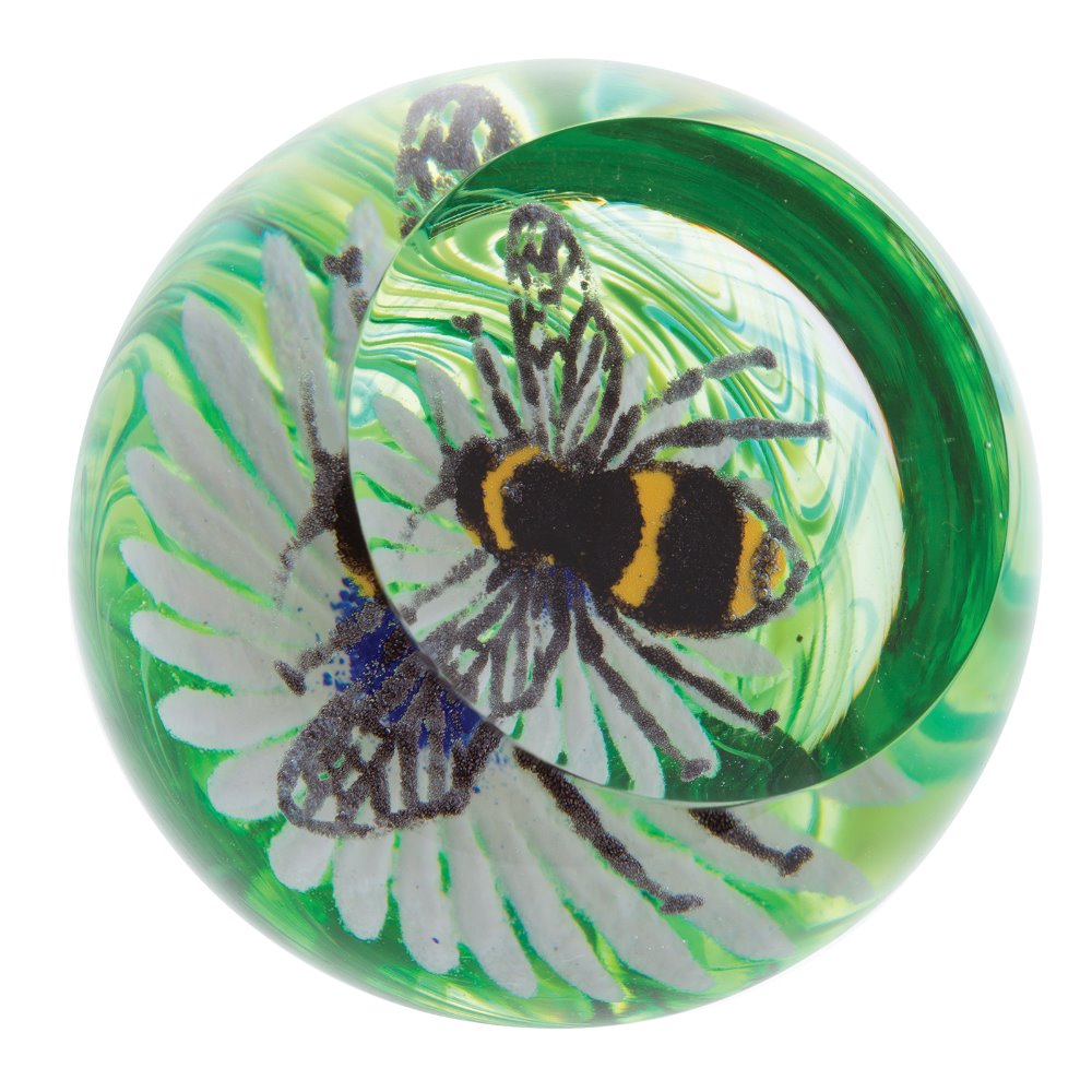 Caithness Glass Bee on a Flower Paperweight