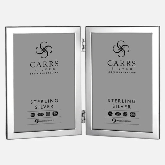 Carrs Silver Classic Flat Narrow Double Photo Frame