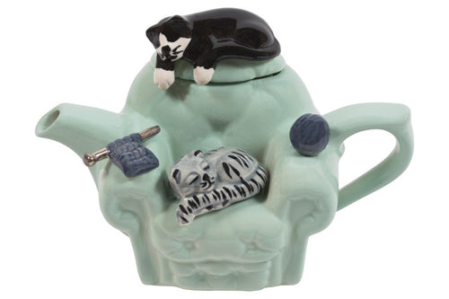 Ceramic Inspirations Cat Armchair Green 1 Cup Teapot